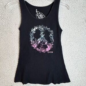 Vintage 90s SPLIT Surf Skate Babydoll Top Women Size M Medium Peace Sign Punk